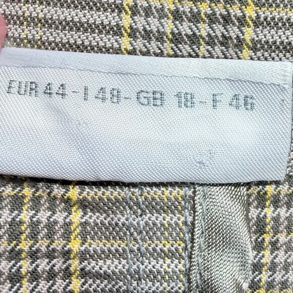 Street One Womens Plaid Military Jacket Sz L Olive Green Yellow Utility Unlined - Picture 10 of 12